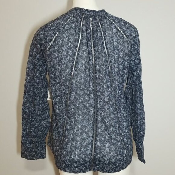 Joie Cotton Boho Blouse Womens Small Blue V-Neck Long Sleeve Dracha Top Summer - Picture 3 of 9